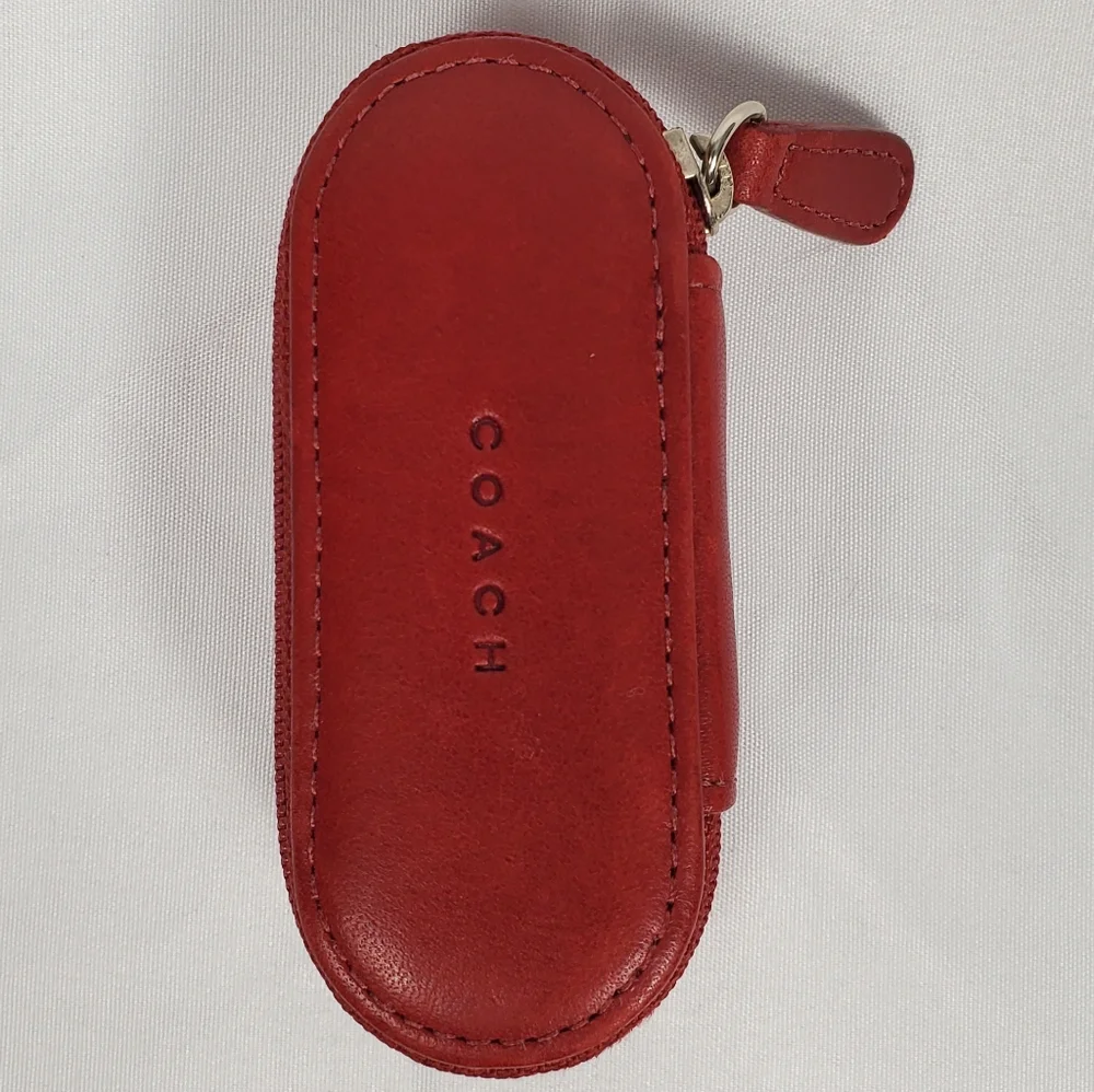 Coach Red Lipstick Holder Case With Mirror Vtg - Picture 4 of 9